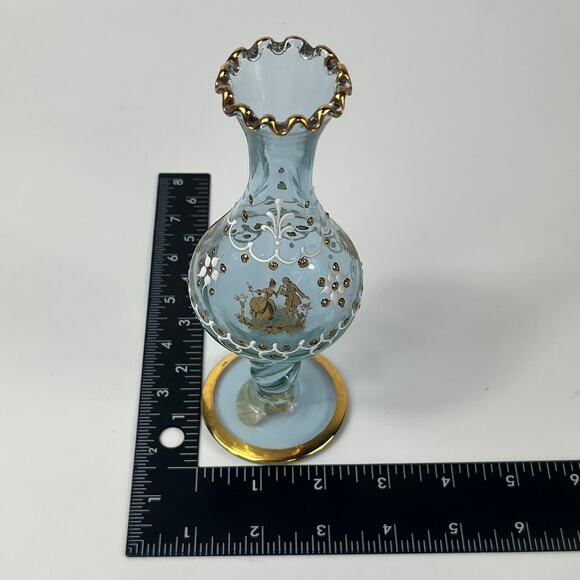 Venetian Murano Signed Bud Vase 24kt Gold 7" Hand Painted Mouthblown Fine Art - Picture 16 of 16